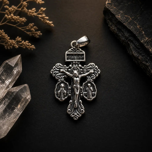Crucifijo de Protección Bizantino en Plata de Ley 925