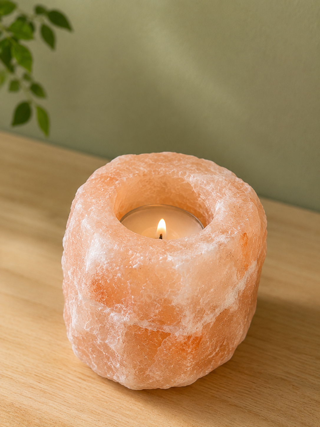 Porta velas de sal del Himalaya